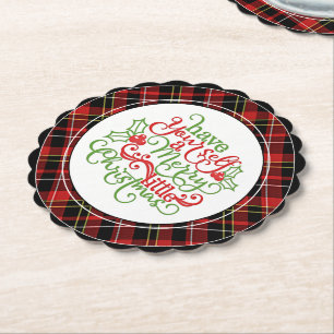Schickes Klassisches Rot Schwarz Gelb Weiß Tartan  Untersetzer