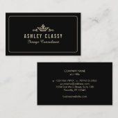 Schickes Kronen-Logo-kundenspezifische dunkle Visitenkarte (Vorne/Hinten)