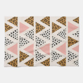 Schickes Leopard- und rosa Dreieckmuster Geschirrtuch (Horizontal)