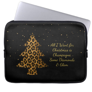 Schickes Leoparden-Weihnachtsbaum-Design für die F Laptopschutzhülle