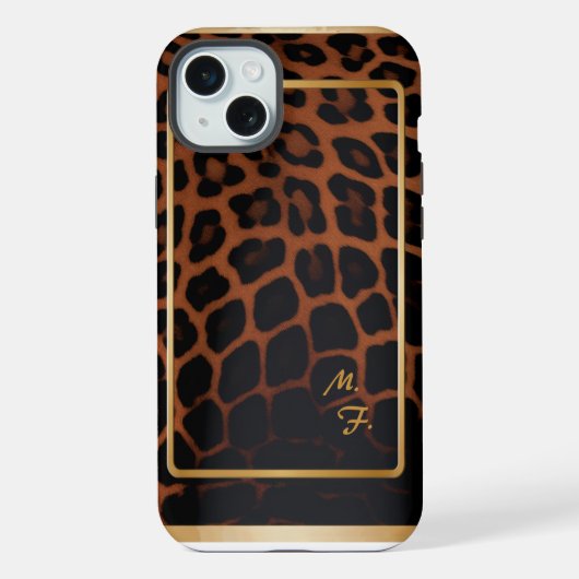 Schickes Leopardenmuster-Monogramm iPhone Hülle (Rückseite)