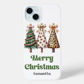 Schickes Leopardenmuster-Weihnachtsbäume mit indiv Case-Mate iPhone Hülle (Rückseite)