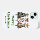Schickes Leopardenmuster-Weihnachtsbäume mit indiv Case-Mate iPhone Hülle (Rückseite (Horizontal))