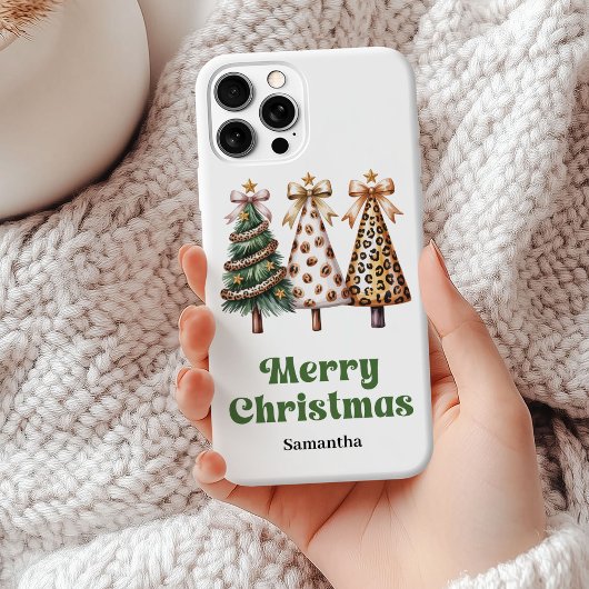 Schickes Leopardenmuster-Weihnachtsbäume mit indiv Case-Mate iPhone Hülle
