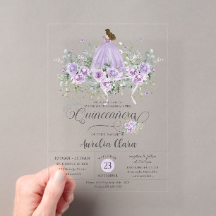 Schickes lila Flieder-Blumenkleid für Mädchen Quin Acryleinladungen