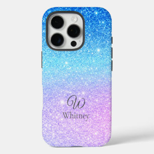 Schickes lila Ombre Blau Glitter Modern iPhone 16 Pro Hülle