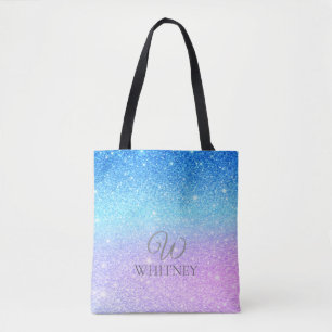 Schickes lila Ombre Blau Glitter Modern Tasche