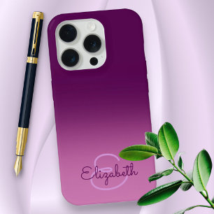 Schickes lila Ombre-Name Anfangsbuchstabe Monogram iPhone 15 Pro Hülle