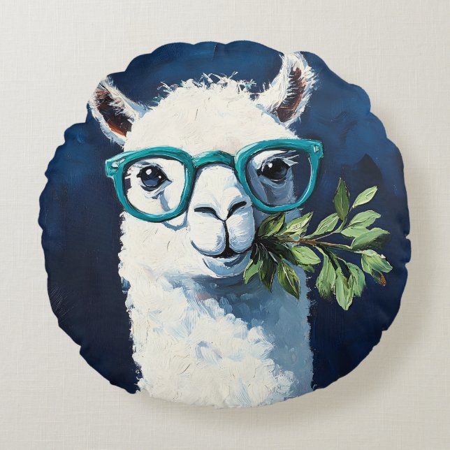 Schickes Llama Chic Rundes Kissen (Vorderseite)