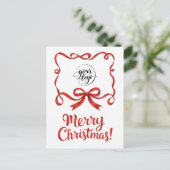 Schickes Logo-Rotes Weihnachts-Firmenband-Script Postkarte (Stehend Vorderseite)