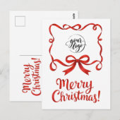 Schickes Logo-Rotes Weihnachts-Firmenband-Script Postkarte (Vorne/Hinten)