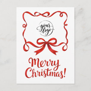 Schickes Logo-Rotes Weihnachts-Firmenband-Script Postkarte