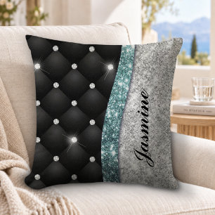 Schickes, Mädchenhaftes, falsches Silber Glitter S Kissen