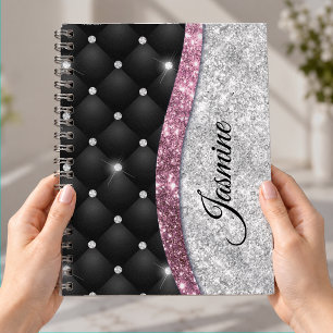 Schickes, mädchenhaftes, falsches Silber Glitter S Notizblock