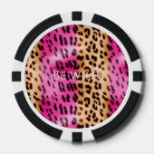 Schickes Mädchenhaftes Rosa Creme Leopardenmuster Pokerchips (Vorderseite)