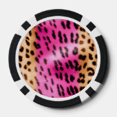 Schickes Mädchenhaftes Rosa Creme Leopardenmuster Pokerchips (Rückseite)