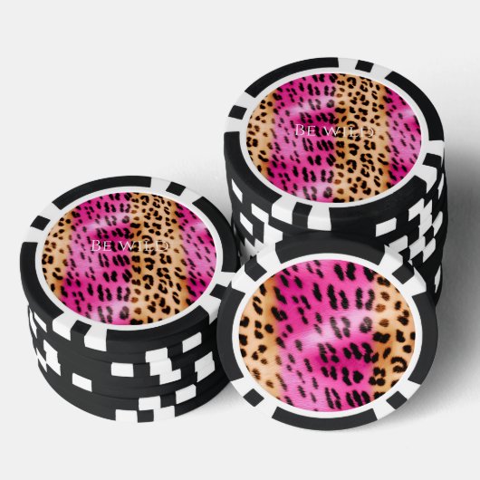 Schickes Mädchenhaftes Rosa Creme Leopardenmuster Pokerchips (Stapel)