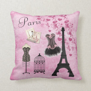 Schickes Mädchenhaftes Rosa Paris Mode Kissen