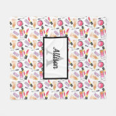 Schickes Make-up-Monogramm mit Lippenstift und Wim Fleecedecke (Vorderseite (Horizontal))