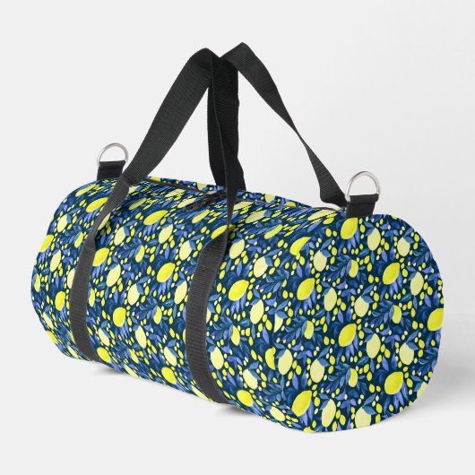 Schickes mediterranes rustikales Zitronen-Blatt-Bl Duffle Bag (Linke Seite)