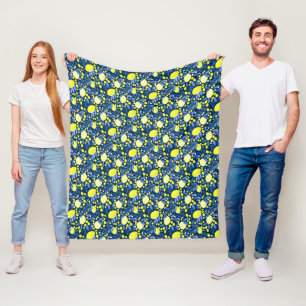 Schickes mediterranes rustikales Zitronen-Blatt-Bl Fleecedecke