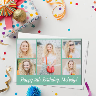 Schickes Meeresschaum-Grünes-Happy-Birthday-Foto-C Karte