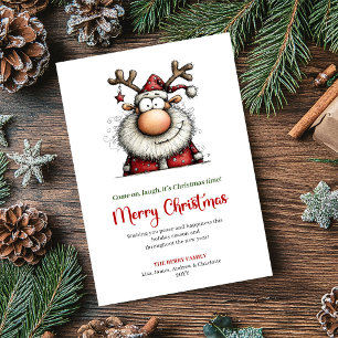 Schickes minimalistisches Weihnachtsmann-Comic-Wei Feiertagskarte