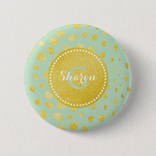 Schickes Mint-Faux-Gold-Glitter-Cheetah-Druck-Mono Button