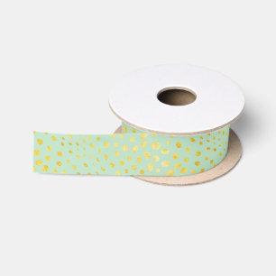 Schickes Mint-Faux-Gold-Glitter-Cheetah-Druck-Mono Satinband