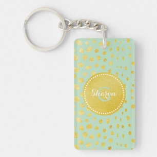 Schickes Mint-Faux-Gold-Glitter-Cheetah-Druck-Mono Schlüsselanhänger