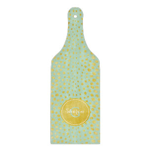 Schickes Mint-Faux-Gold-Glitter-Cheetah-Druck-Mono Schneidebrett