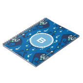 Schickes modernes blaues ikat Stammes- Notizblock (Linke Seite)