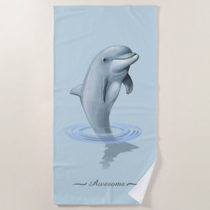 Schickes modernes Dolphin & Skript auf Hellblau Strandtuch