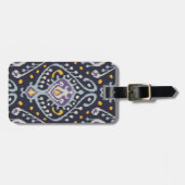 Schickes modernes gelbes blaues Marine ikat Gepäckanhänger (Vorderseite horizontal)