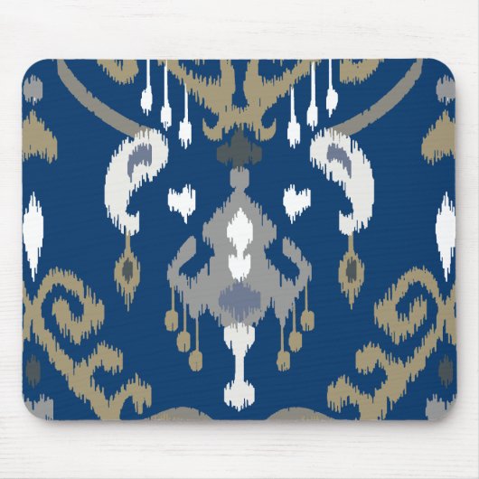 Schickes modernes graues blaues ikat Stammes- Mousepad (Vorne)