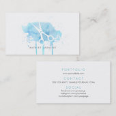 schickes modernes Hairstylisthaar-Aquarellblau Visitenkarte (Vorne/Hinten)