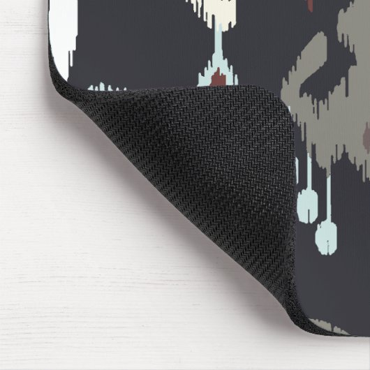 Schickes modernes hellblaues schwarzes ikat mousepad (Ecke)