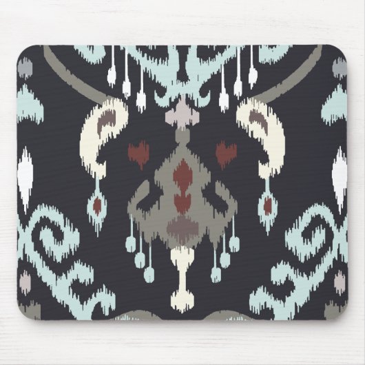 Schickes modernes hellblaues schwarzes ikat mousepad (Vorne)