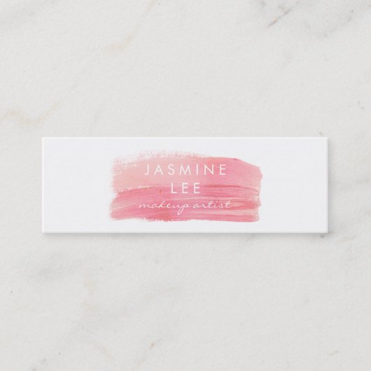 schickes modernes Maskenbildner-Aquarellrosa Mini Visitenkarte (Vorderseite)