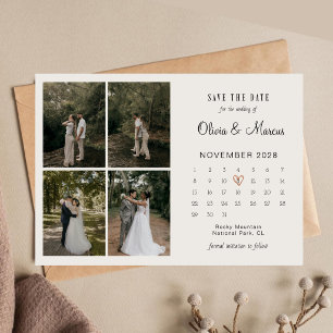 Schickes modernes minimalistisches Hochzeitskalend Save The Date