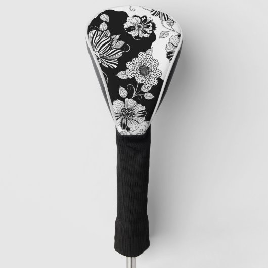 Schickes monochromes Blumen-Luxus-Muster (4) Golf Headcover (Vorderseite)