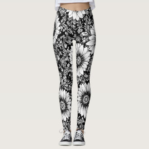 Schickes monochromes Blumen-Luxus-Muster (5) Leggings