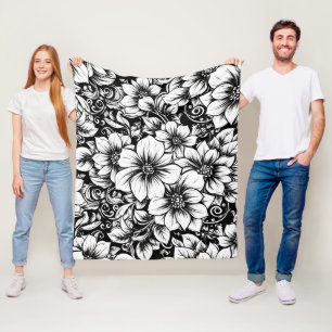 Schickes monochromes Blumenluxus-Muster (1) Fleecedecke