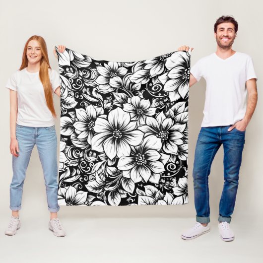 Schickes monochromes Blumenluxus-Muster (1) Fleecedecke (Beispiel)