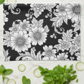 Schickes monochromes Blumenluxus-Muster (2) Geschirrtuch (Gefaltet)