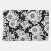 Schickes monochromes Blumenluxus-Muster (2) Geschirrtuch (Horizontal)