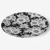 Schickes monochromes Blumenluxus-Muster (2) Pappteller (Schrägansicht)
