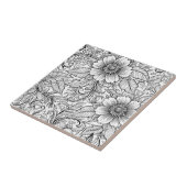 Schickes monochromes Blumenluxus-Muster (3) Fliese (Seite)