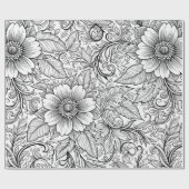 Schickes monochromes Blumenluxus-Muster (3) Geschenkpapier (Flach)