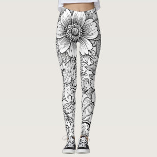 Schickes monochromes Blumenluxus-Muster (3) Leggings